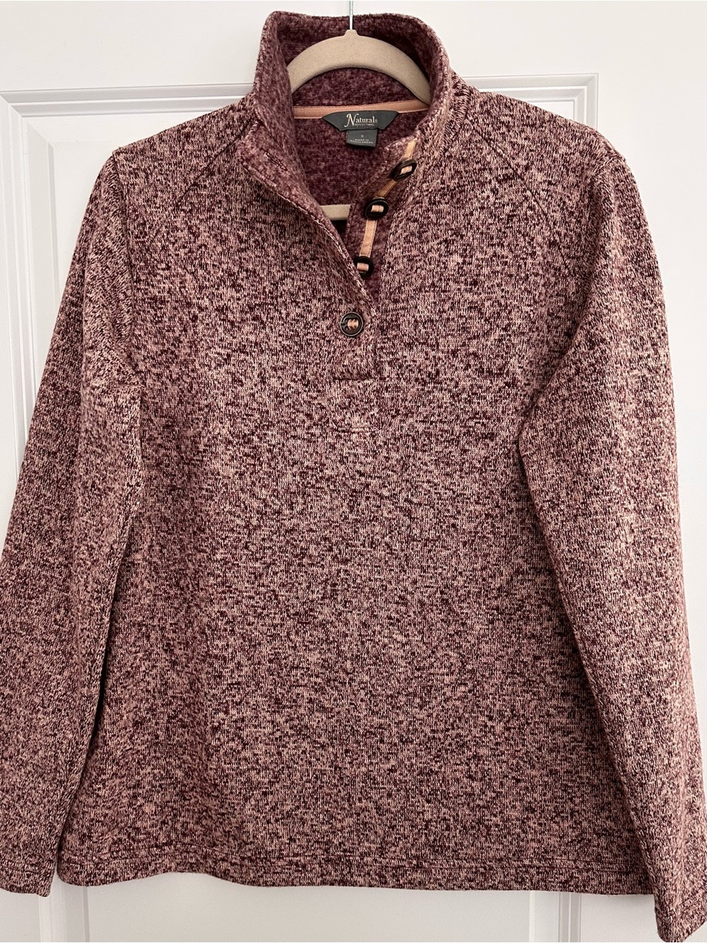 Lightweight Fall Sweater Pullover Fleece Jacket Marled Burgundy - Outdoor Hiking